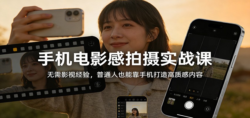 手机电影感拍摄实战课：无需影视经验，普通人也能靠手机打造高质感内容-小艾项目网