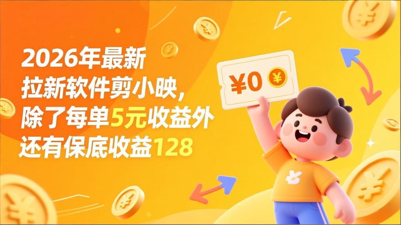 最新拉新软件剪小映，除了每单5元收益外还有保底收益128-小艾项目网
