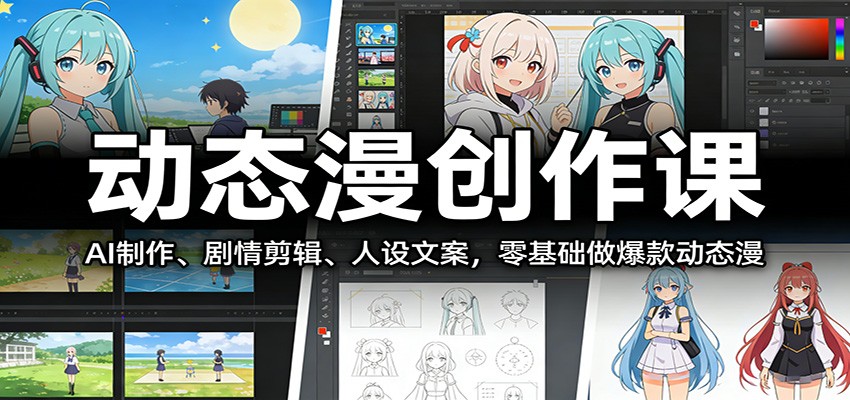 动态漫创作课：AI制作、剧情剪辑、人设文案，零基础做爆款动态漫-小艾项目网
