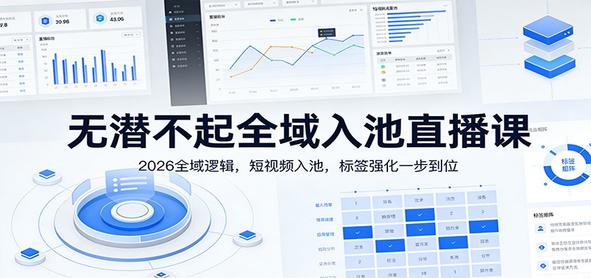 无潜不起全域入池直播课：2026全域逻辑，短视频入池，标签强化一步到位-小艾项目网