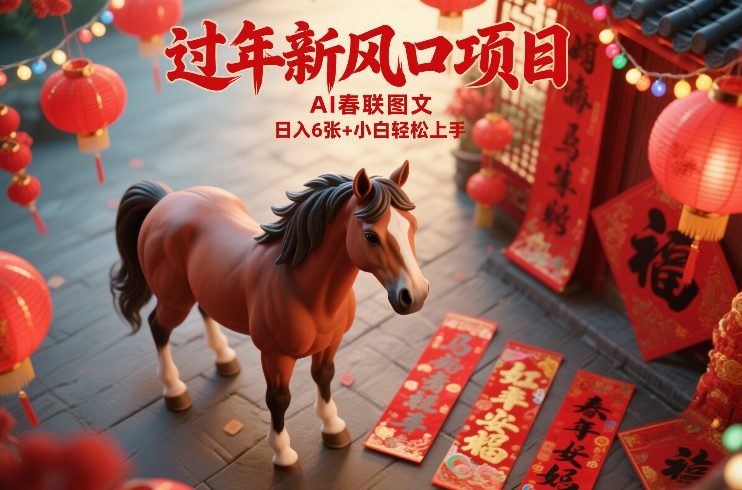过年新风口项目，用ai春联图文，日入6张+小白轻松上手【揭秘】-小艾项目网