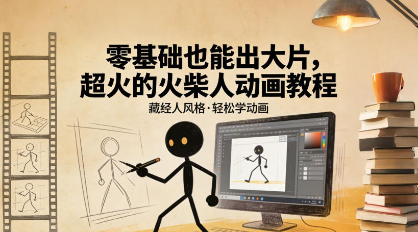 零基础也能出大片，超火的火柴人动画教程(藏经人风格)-小艾项目网