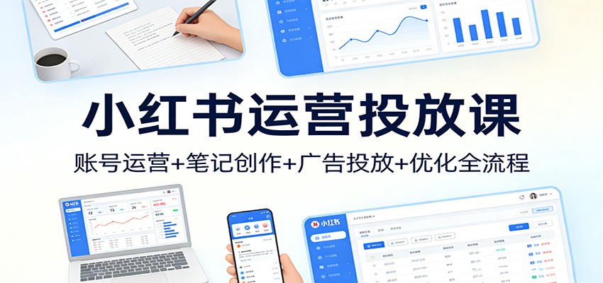 小红书运营投放课：账号运营+笔记创作+广告投放+优化全流程-小艾项目网