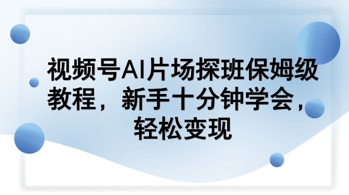 视频号AI片场探班保姆级教程，新手十分钟学会，轻松变现-小艾项目网