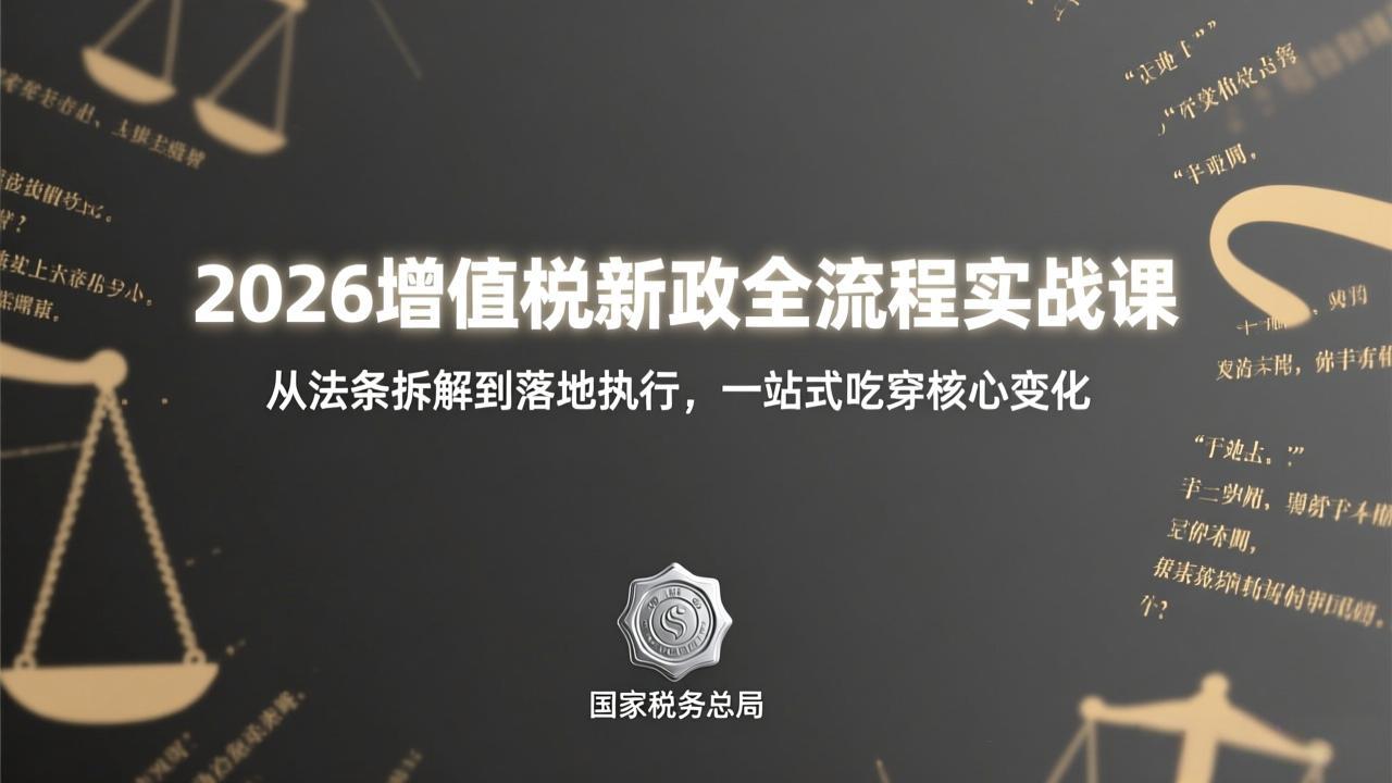 2026增值税新政全流程实战课：从法条拆解到落地执行，一站式吃透核心变化-小艾项目网
