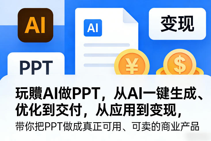 玩賺AI做PPT，从AI一键生成、优化到交付，从应用到变现，带你把PPT做成真正可用、可卖的商业产品-小艾项目网