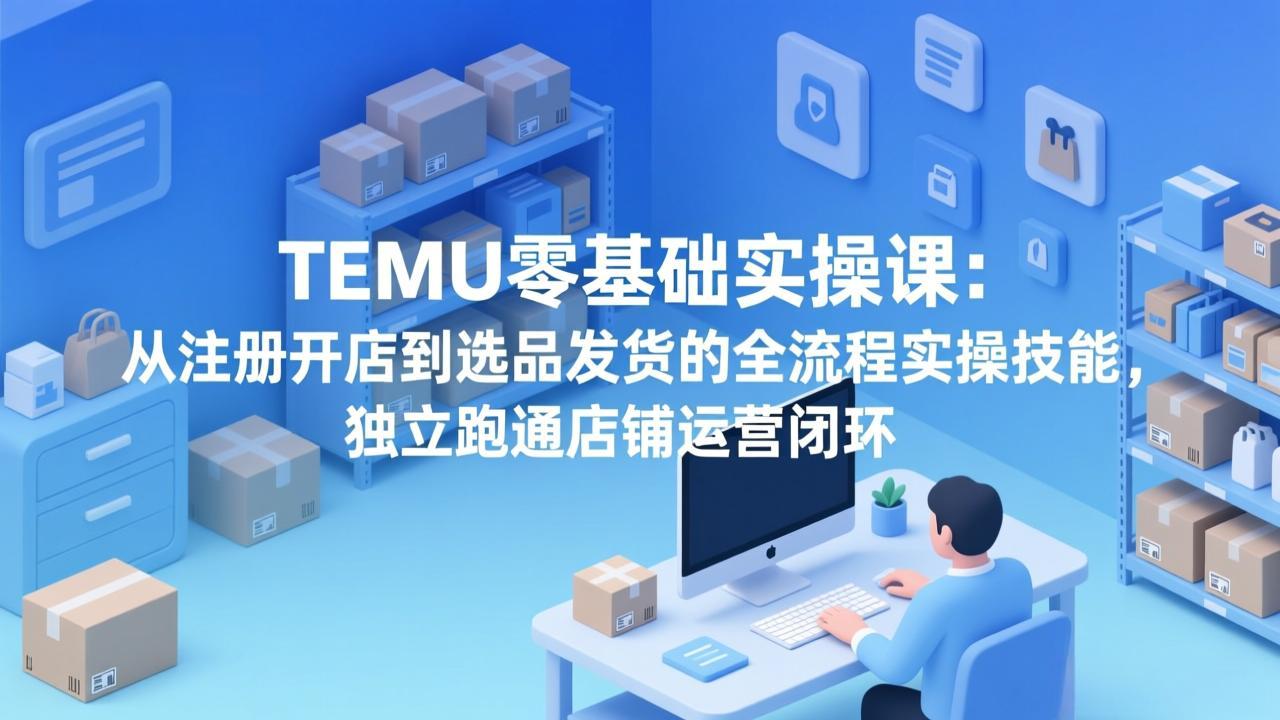 TEMU零基础实操课：从注册开店到选品发货的全流程实操技能，独立跑通店铺运营闭环-小艾项目网