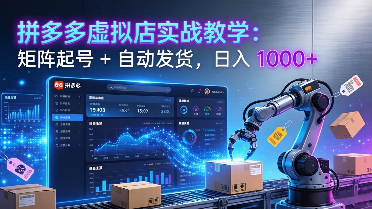 拼多多虚拟店实战教学：矩阵起号 + 自动发货，日入 1000+-小艾项目网