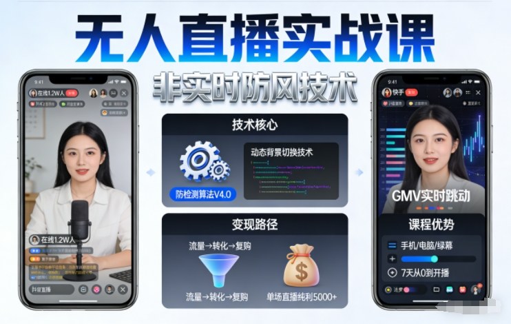 宝子哥无人直播实战课，非实时防风技术，聚焦抖音快手等平台直播带货，轻松开启直播变现之路(更新2026年3月)-小艾项目网