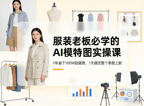 服装老板必学的AI模特图实操课，1年省下100W拍摄费，1天搞定整个季度上新-小艾项目网