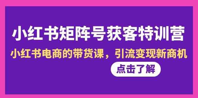 小红书矩阵号获客特训营-第10期，小红书电商的带货课，引流变现新商机-小艾项目网