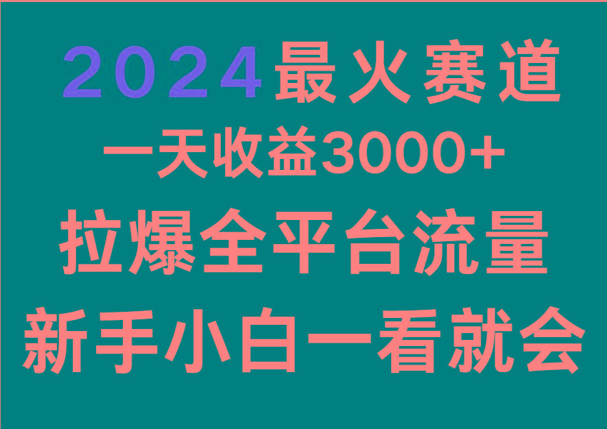 2024最火赛道,一天收一3000+.拉爆全平台流量,新手小白一看就会-小艾项目网