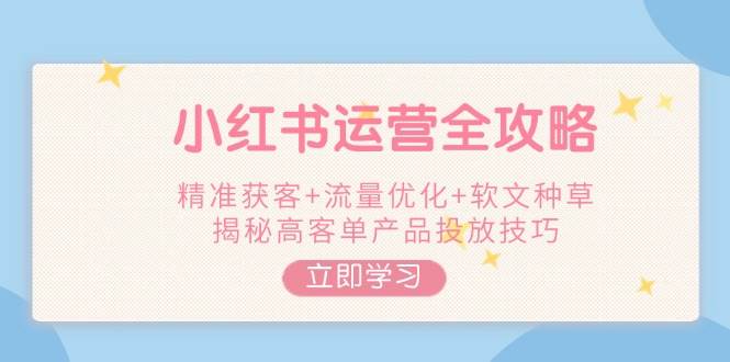 小红书运营全攻略，精准获客+流量优化+软文种草，揭秘高客单产品投放技巧-小艾项目网