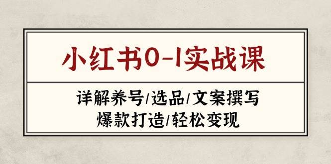 小红书0-1实战课(2023-2025)，详解养号/选品/文案撰写/爆款打造/轻松变现-小艾项目网