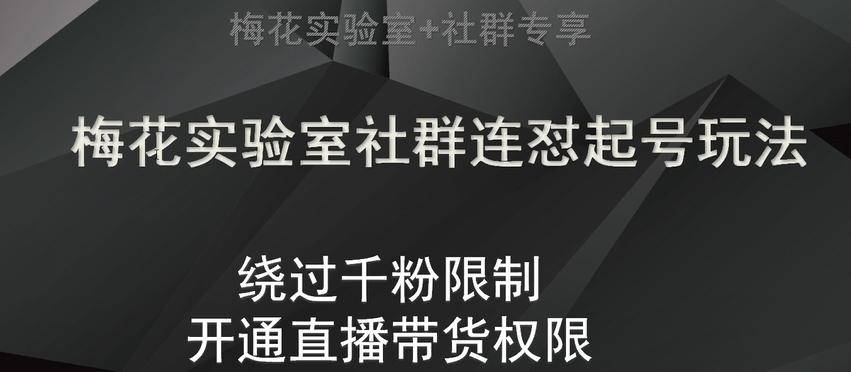 梅花实验室社群连怼起号玩法，视频号绕过千粉限制，开通直播带货权限【揭秘】-小艾项目网