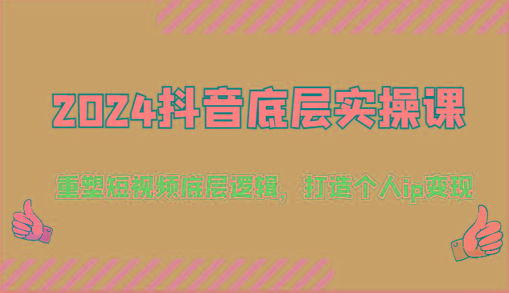2024抖音底层实操课：重塑短视频底层逻辑，打造个人ip变现(52节)-小艾项目网