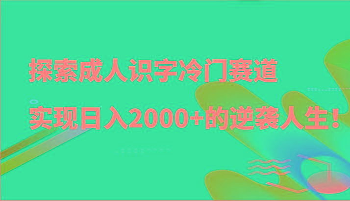 探索成人识字冷门赛道,实现日入2000+的逆袭人生!-小艾项目网