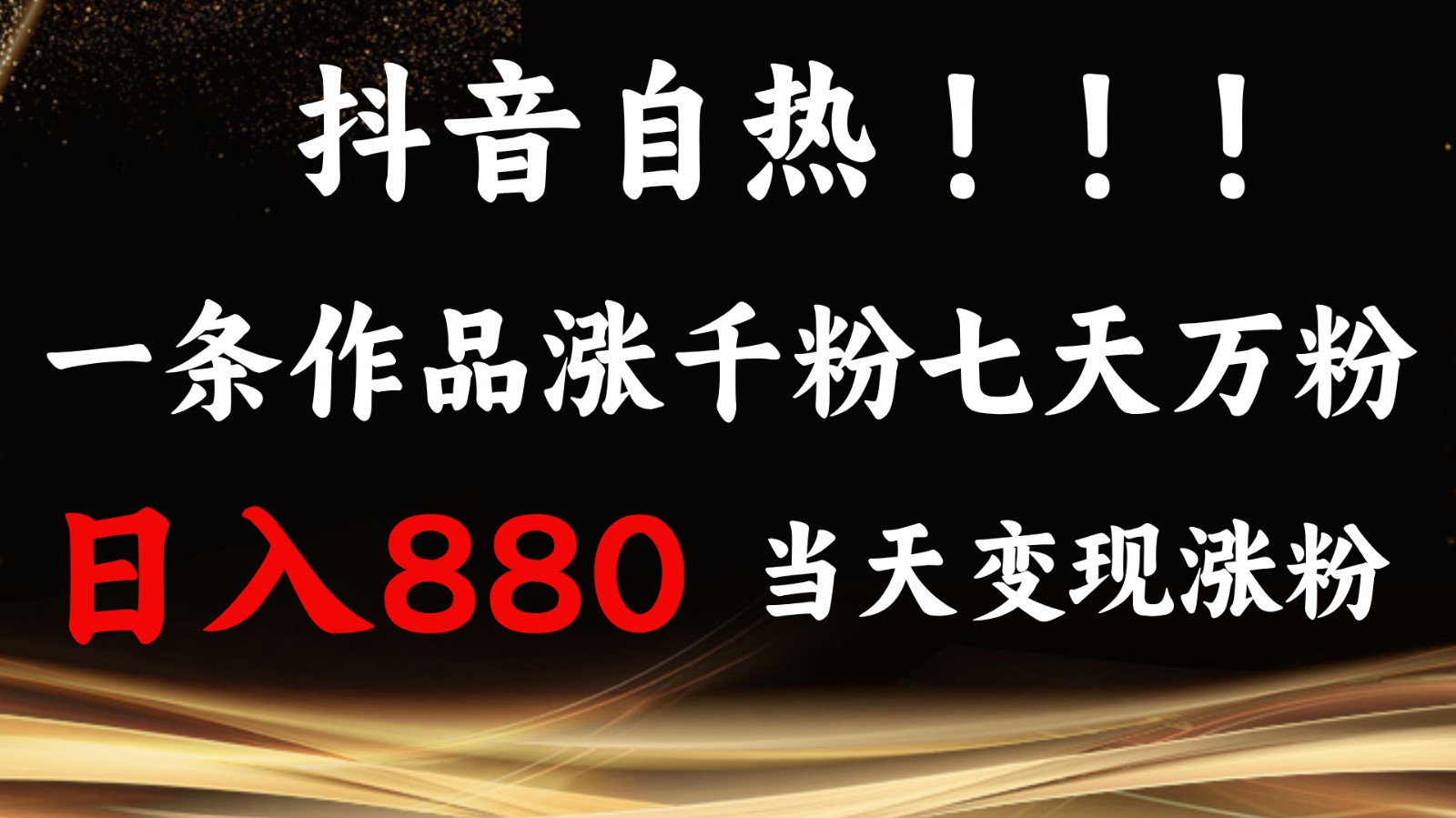 抖音小红书自热,一条作品1000粉,7天万粉,单日变现880收益-小艾项目网