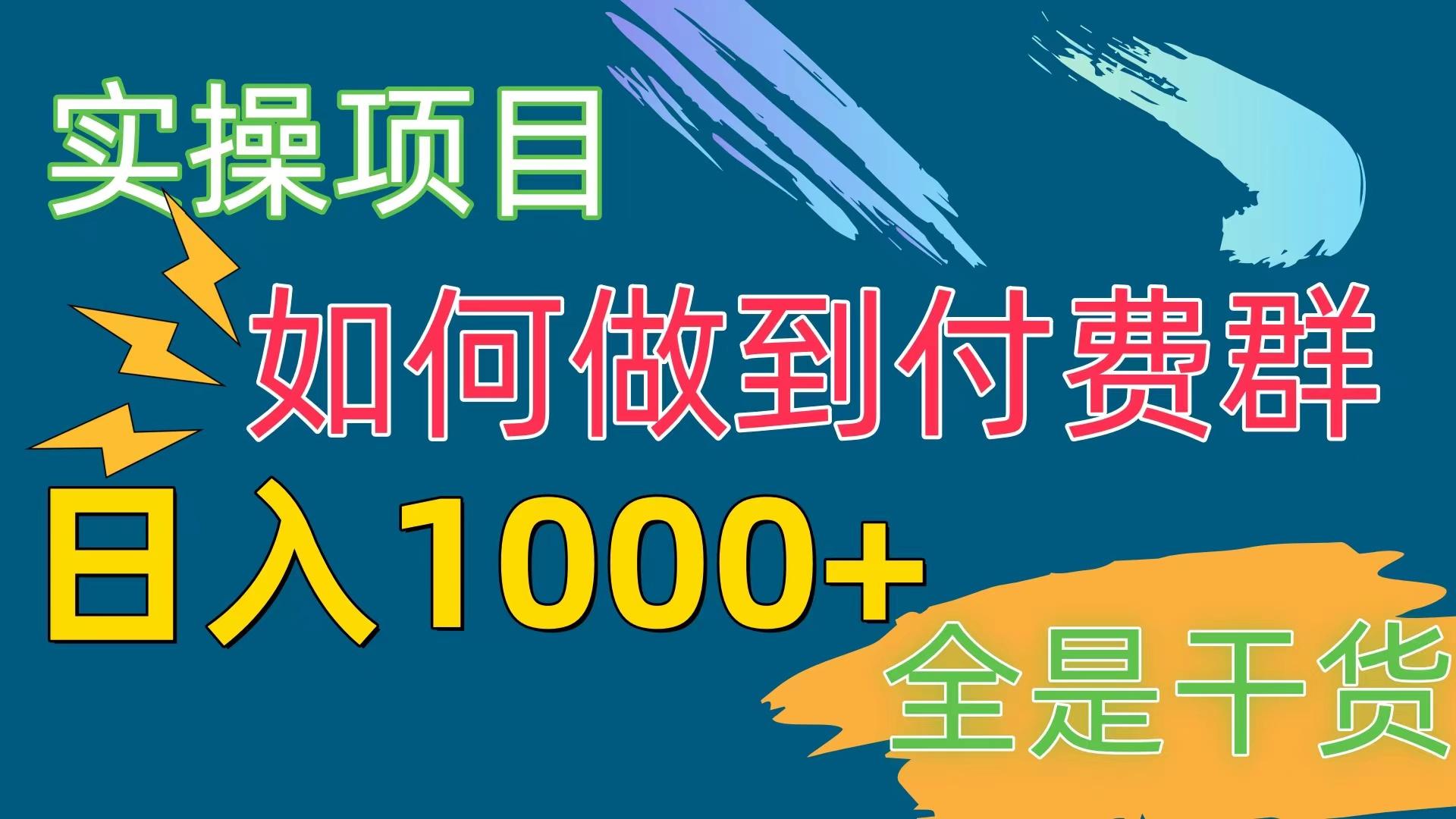 [实操项目]付费群赛道，日入1000+-小艾项目网