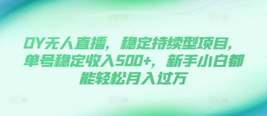 DY无人直播，稳定持续型项目，单号稳定收入500+，新手小白都能轻松月入过万【揭秘】-小艾项目网