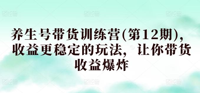 养生号带货训练营(第12期)，收益更稳定的玩法，让你带货收益爆炸-小艾项目网