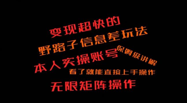 变现超快的野路子信息差玩法，本人实操账号保姆级讲解-小艾项目网