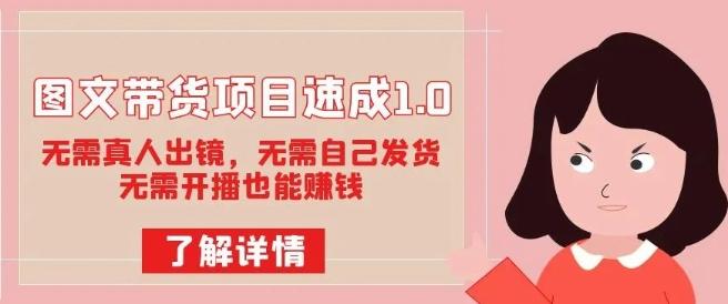 图文带货项目速成1.0：无需真人出镜，无需自己发货，无需开播也能赚钱！-小艾项目网