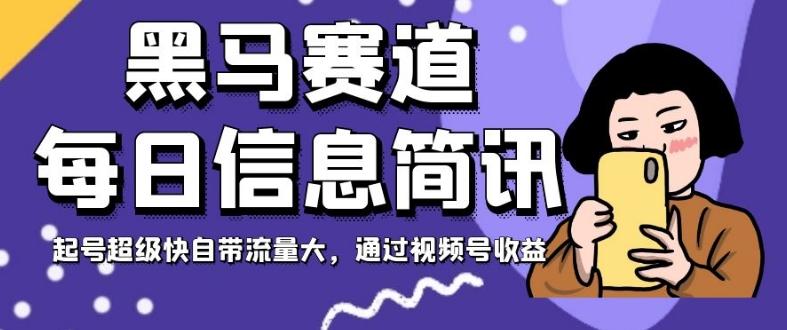 黑马赛道每日信息简讯，起号超级快自带流量大，通过视频号收益【揭秘】-小艾项目网