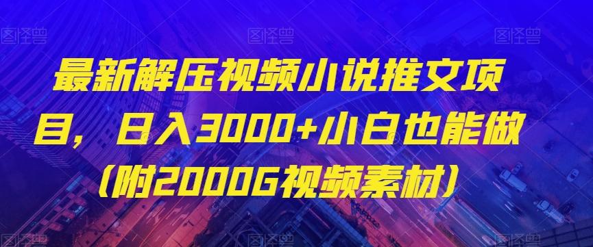 最新解压视频小说推文项目，日入3000+小白也能做（附2000G视频素材）【揭秘】-小艾项目网