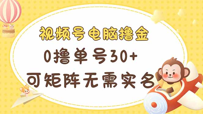 视频号电脑撸金 0撸单号30+ 可矩阵 无需实名多号多得-小艾项目网