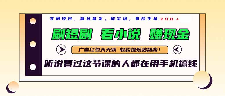 最新短剧平台，刷短剧，看小说，赚现金，一部手机日入300+-小艾项目网
