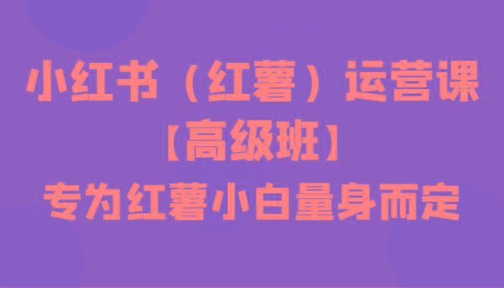 小红书(红薯)运营课【高级班】，专为红薯小白量身而定(42节课)-小艾项目网