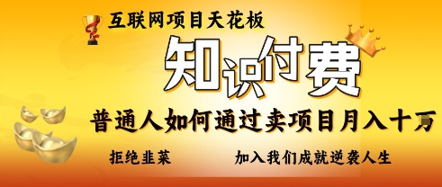 互联网项目天花板,知付付费项目,普通人如何通过卖项目月入十个,拒绝韭菜【揭秘】