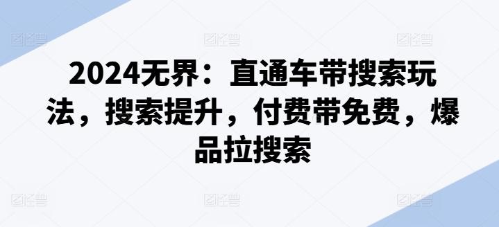 2024无界：直通车带搜索玩法，搜索提升，付费带免费，爆品拉搜索-小艾项目网