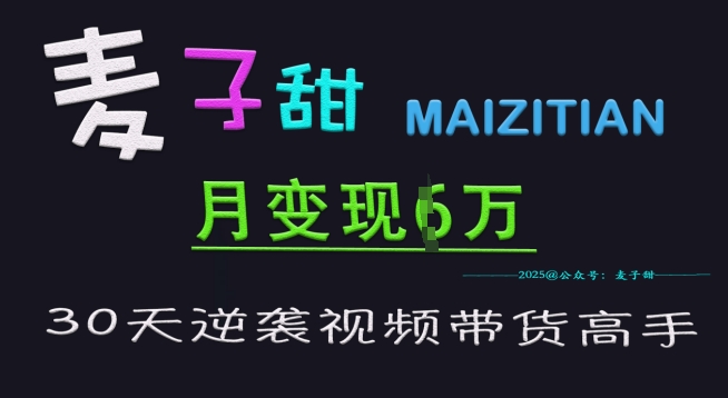 麦子甜30天逆袭视频带货高手，单月变现6W加特训营-小艾项目网