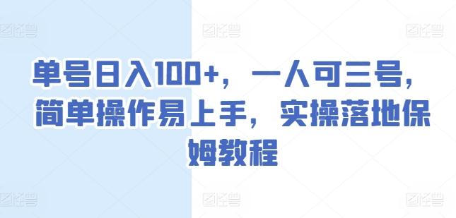 单号日入100+，一人可三号，简单操作易上手，实操落地保姆教程【揭秘】-小艾项目网