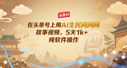 在头条号上用AI生民间故事视频，5天1k+，纯软件操作-小艾项目网