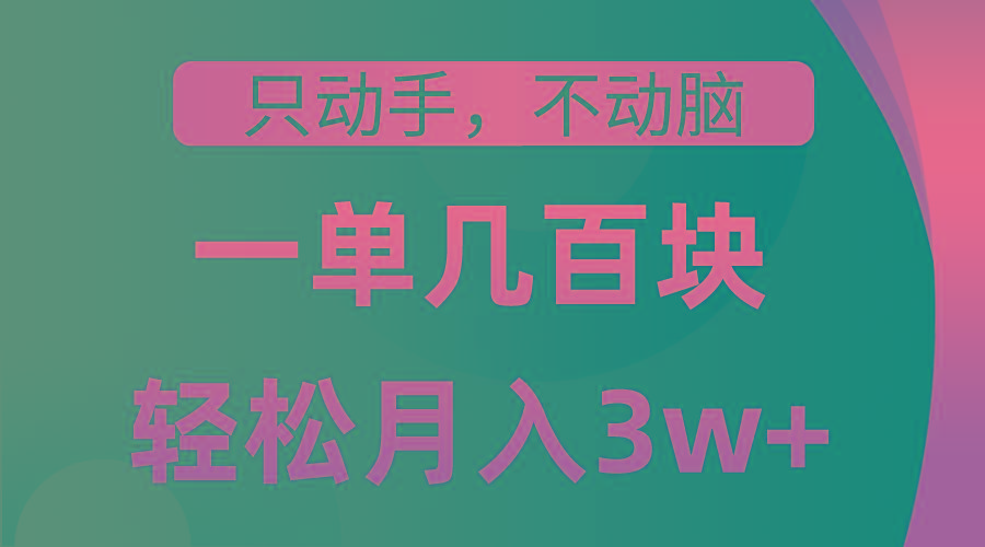 只动手不动脑，一单几百块，轻松月入3w+，看完就能直接操作，详细教程-小艾项目网