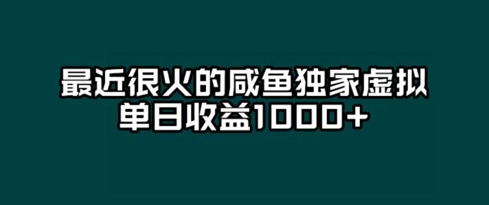 最近很火的咸鱼独家虚拟，单日收益1000+-小艾项目网