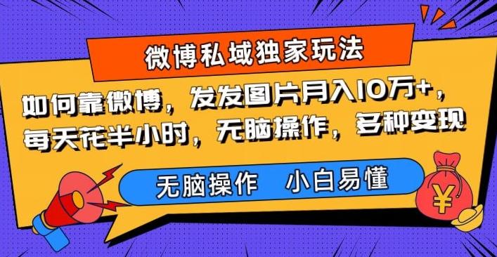 如何靠微博，发发图片月入10万+，‌每天花半小时，无脑操作，多种变现-小艾项目网