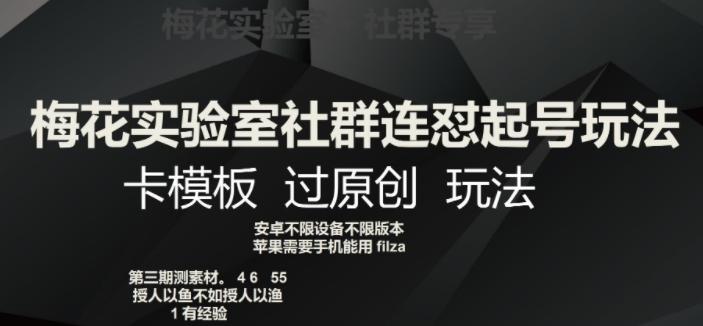 梅花实验室社群连怼起号玩法，卡模板过原创玩法【揭秘】-小艾项目网
