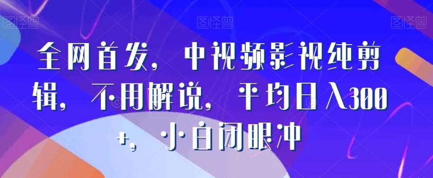 全网首发，中视频影视纯剪辑，不用解说，平均日入300+，小白闭眼冲-小艾项目网