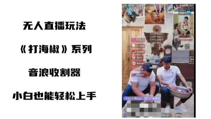 打海椒无人直播整蛊项目，小白轻松上手撸音浪收割器-小艾项目网
