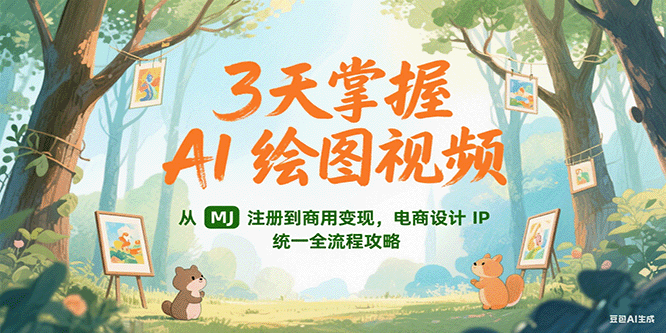 3天掌握AI绘图视频，从MJ 注册到商用变现，电商设计IP统一全流程攻略-小艾项目网