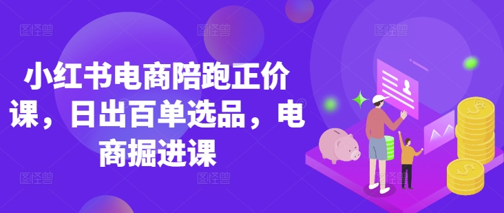 小红书电商陪跑正价课,小红书官方认证电商讲师教学,日出百单选品,电商掘进课
