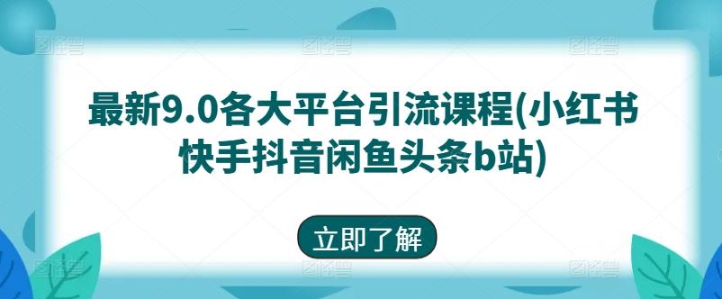最新9.0各大平台引流课程(小红书快手抖音闲鱼头条b站)-小艾项目网