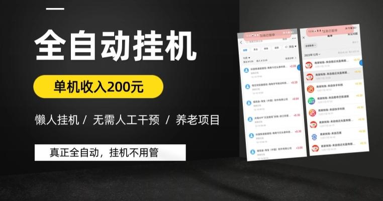 懒人挂机养老项目，全自动挂机无需人工看管，单机收入200元，可批量-小艾项目网