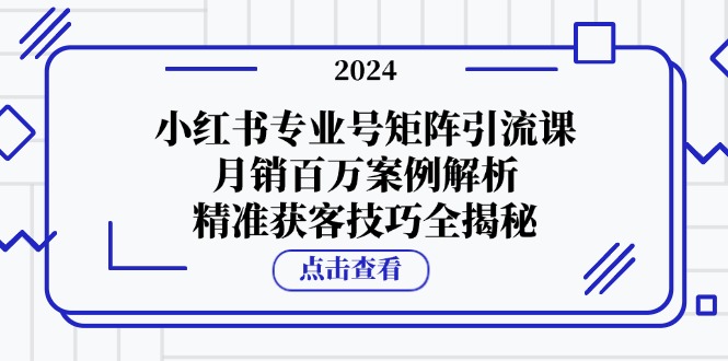 小红书专业号矩阵引流课，月销百万案例解析，精准获客技巧全揭秘-小艾项目网