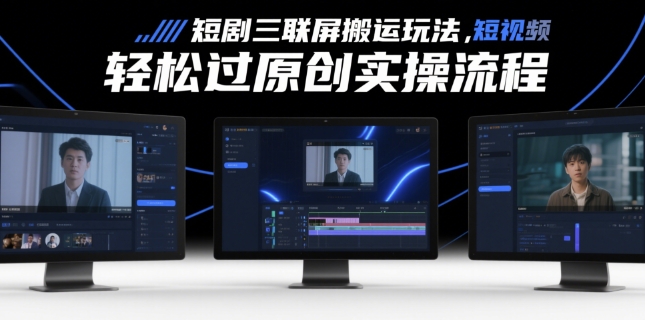 短剧三联屏搬运玩法，短剧搬运轻松过原创实操流程-小艾项目网