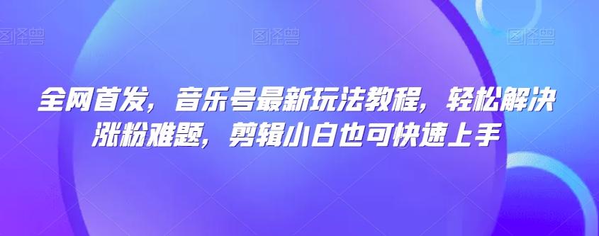 全网首发，音乐号最新玩法教程，轻松解决涨粉难题，剪辑小白也可快速上手-小艾项目网